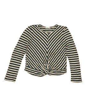 ‘90s vintage green yellow and white striped shirt